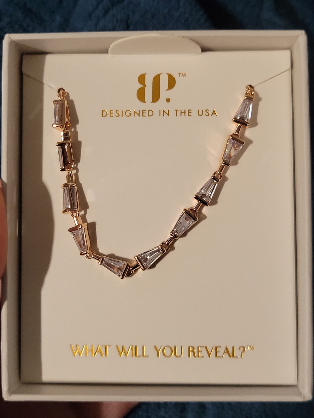 April Birthday - Gold-Tone Geometric Crystal Necklace